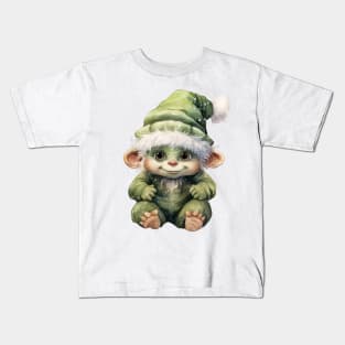 Cute Watercolour Grinch Kids T-Shirt